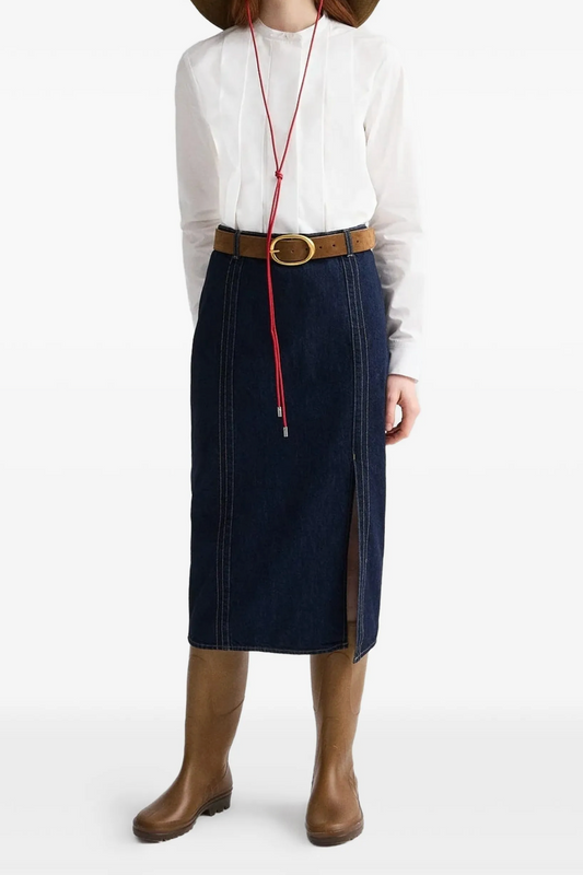Denim Skirt with Seams
