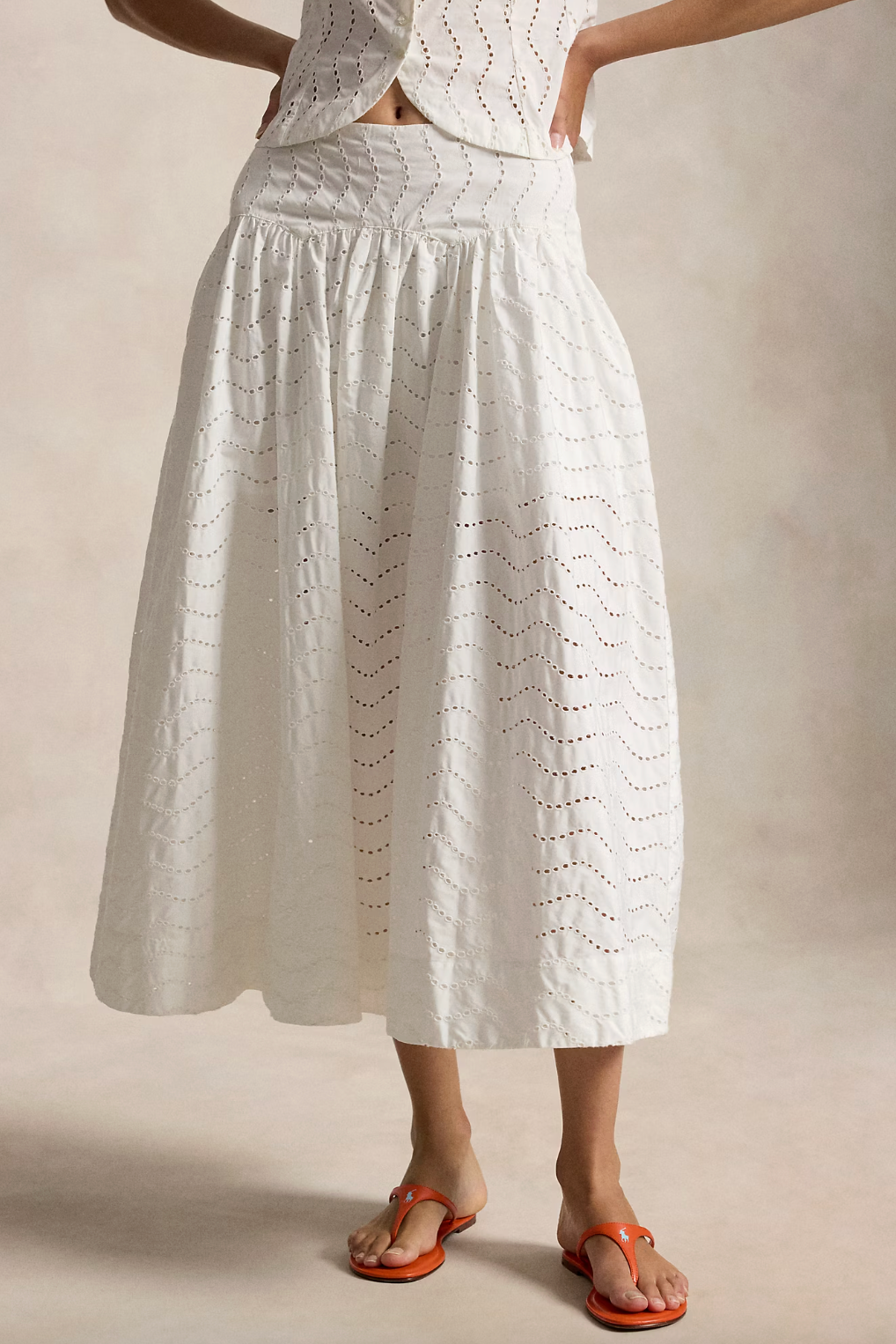 Cotton Eyelet Maxi Skirt