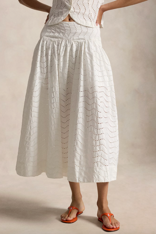 Cotton Eyelet Maxi Skirt