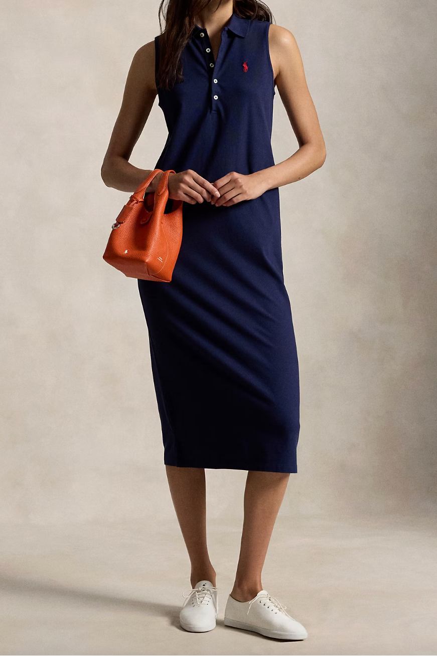 Stretch-Cotton Sleeveless Polo Dress