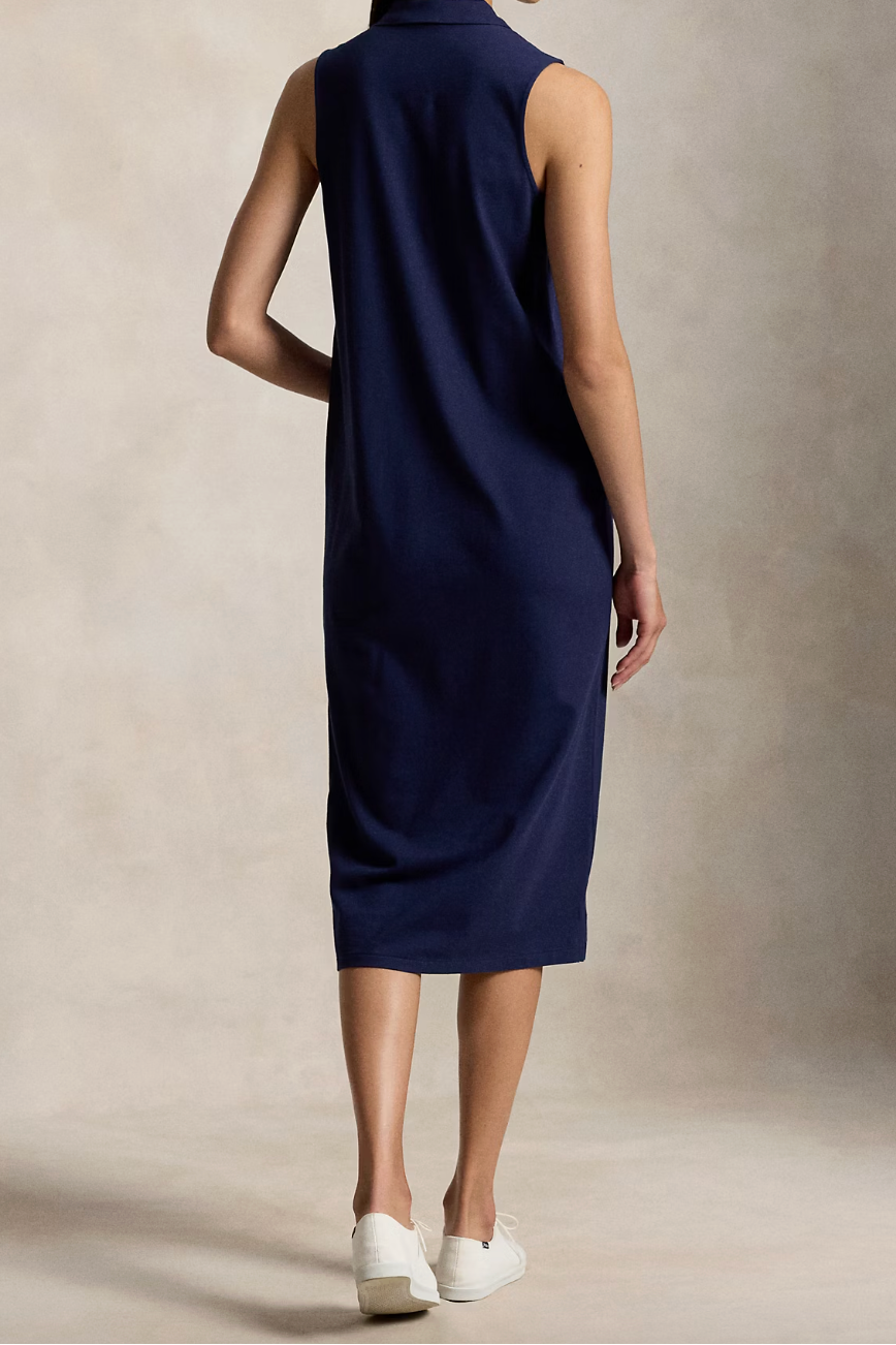 Stretch-Cotton Sleeveless Polo Dress