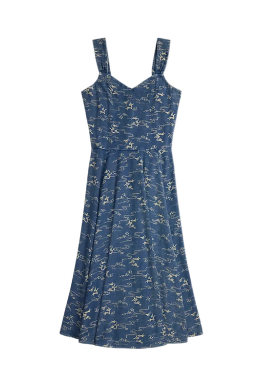 Indigo Print Cotton Jersey Dress