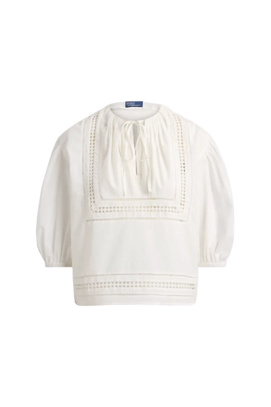 Lace-Trim Cotton Shirt