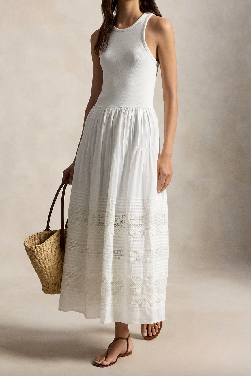 Lace-Trim Tank Dress