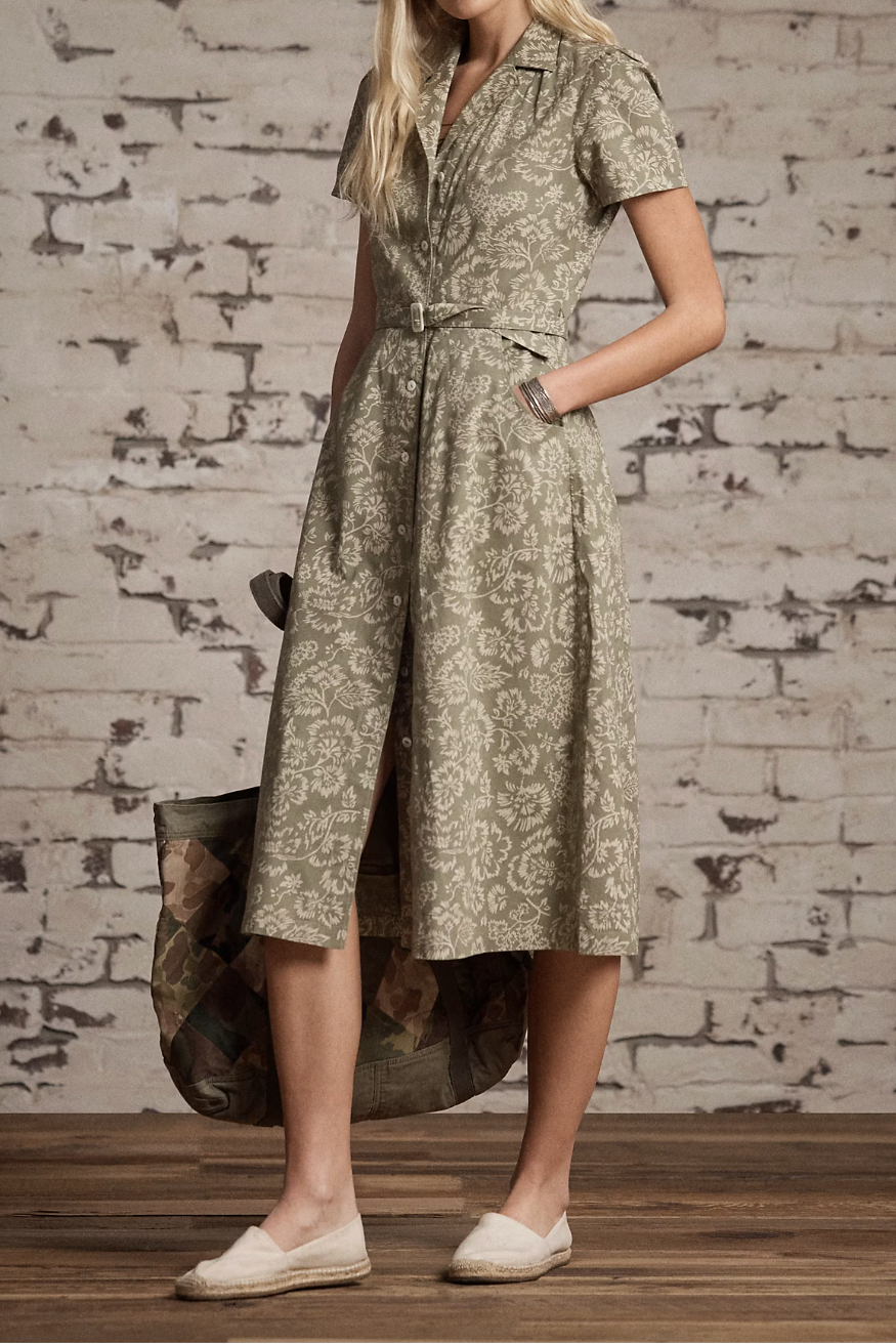 Floral Belted Midi Dress