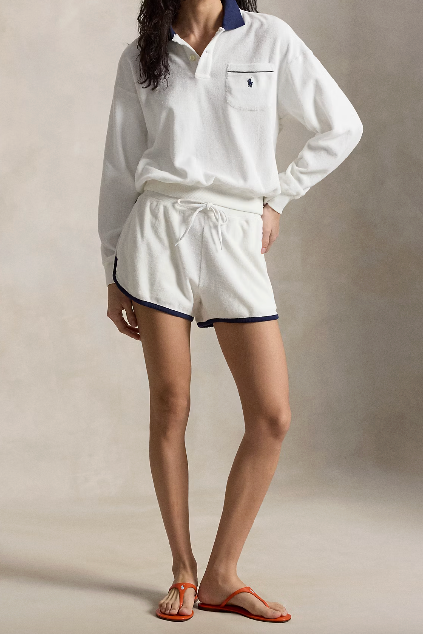 Terry Long-Sleeve Polo Shirt