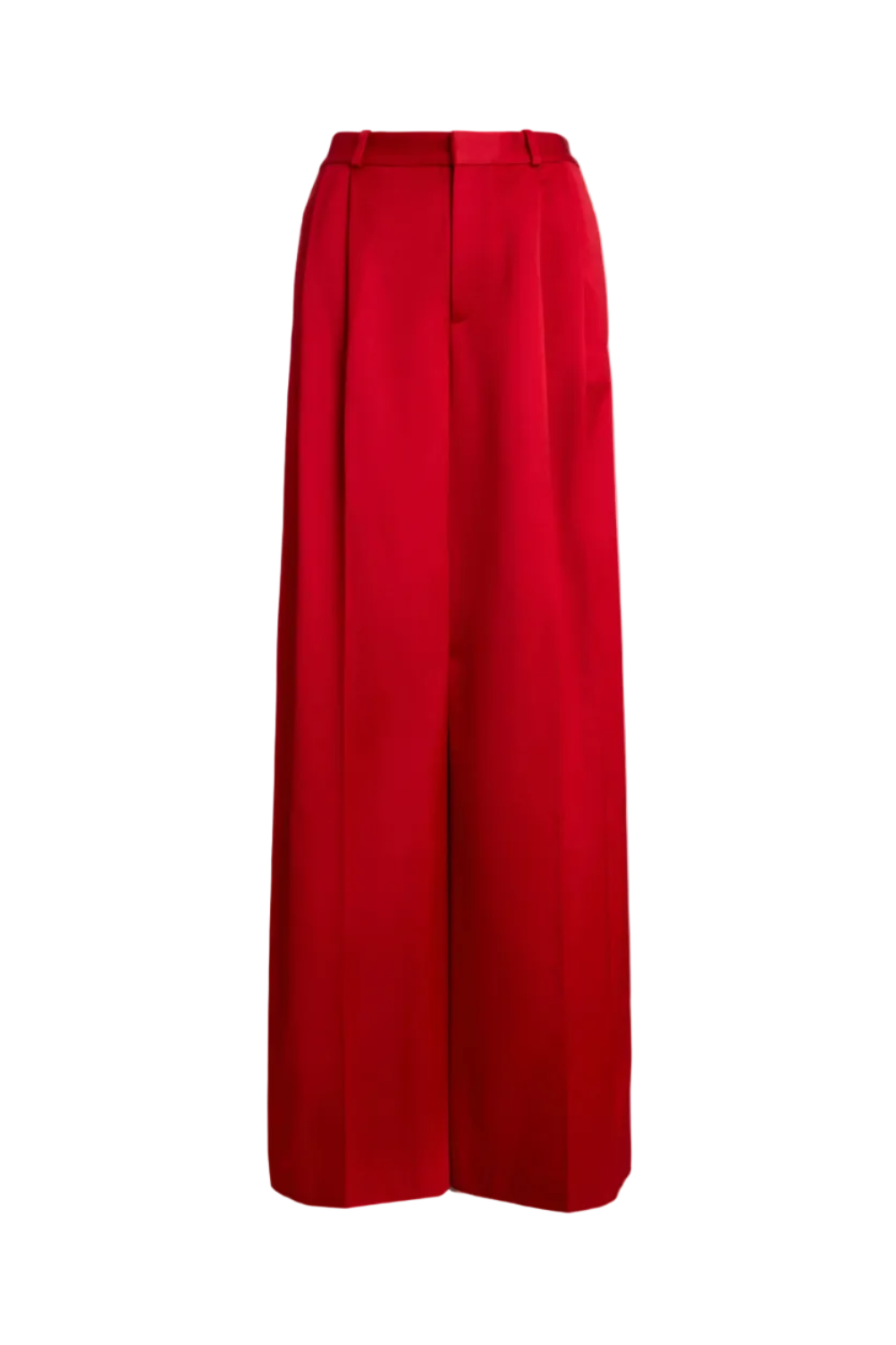 Pleated Satin Wide-Leg Pant