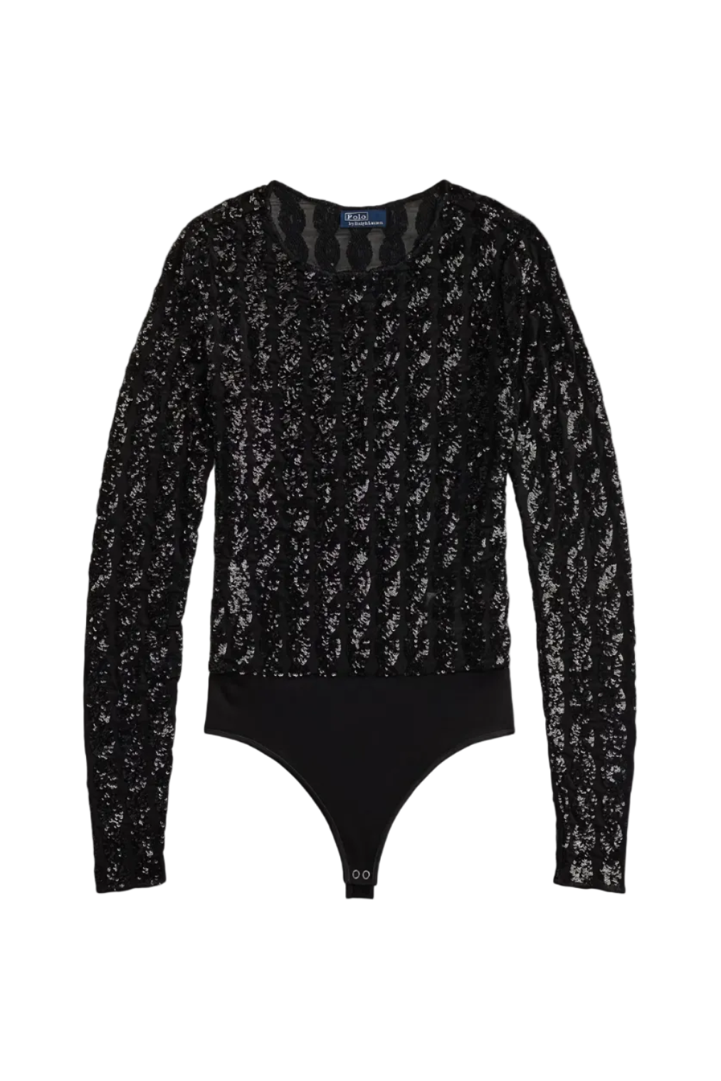 Cable-Sequin Mesh Bodysuit