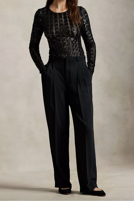 Cable-Sequin Mesh Bodysuit