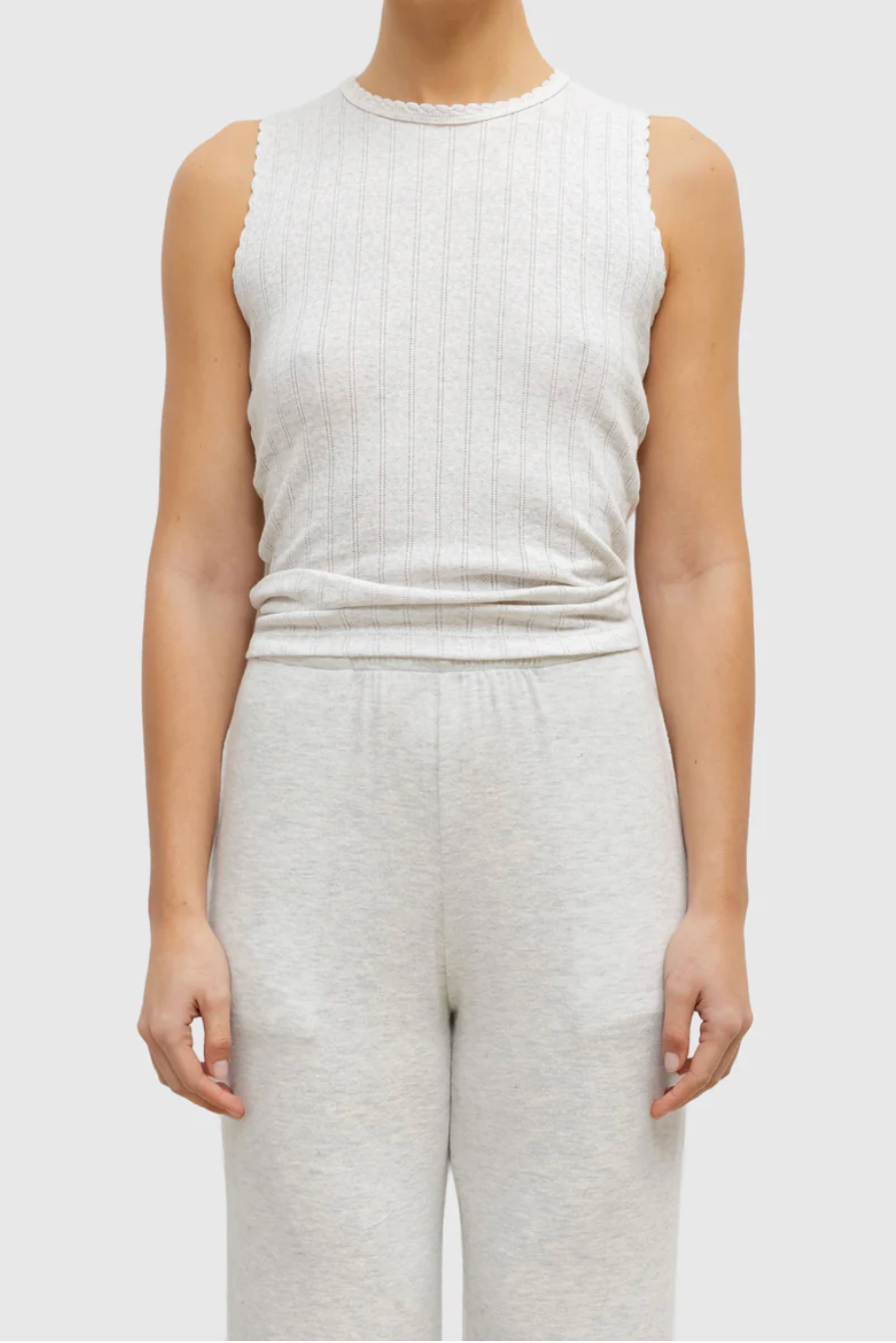 Pointelle Sleeveless Crew