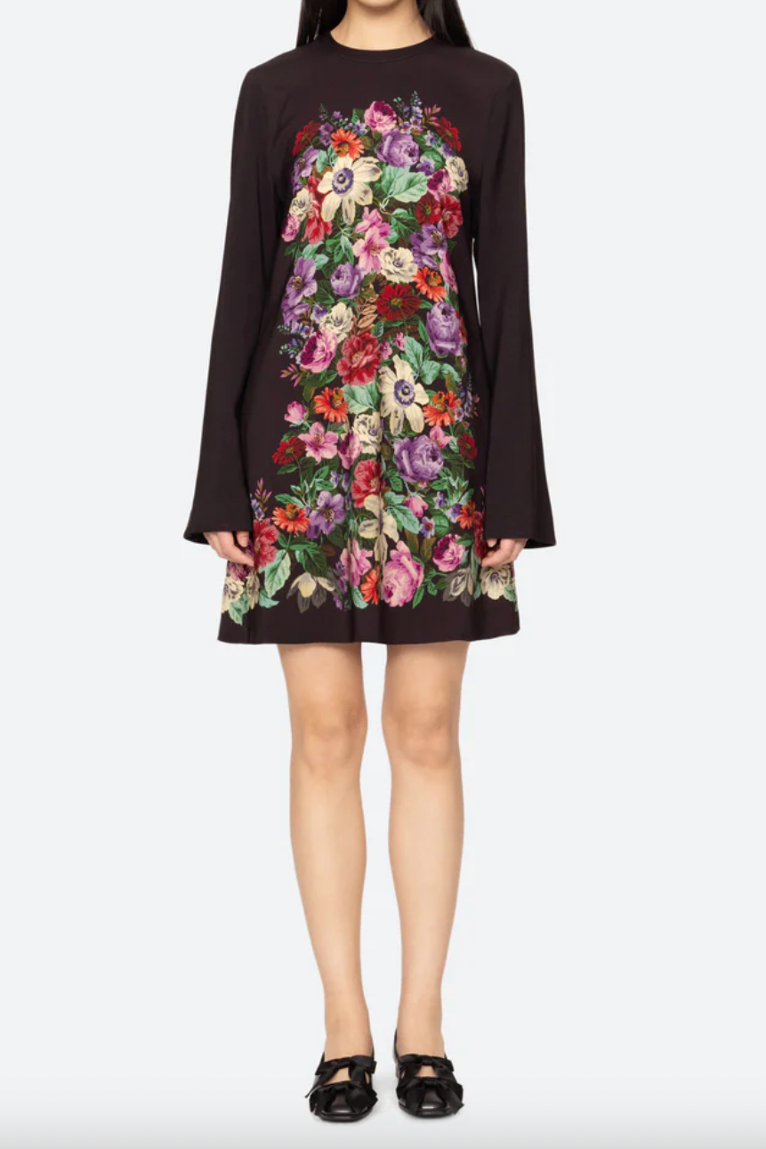 Viktoria Print Long-Sleeve Mini Dress