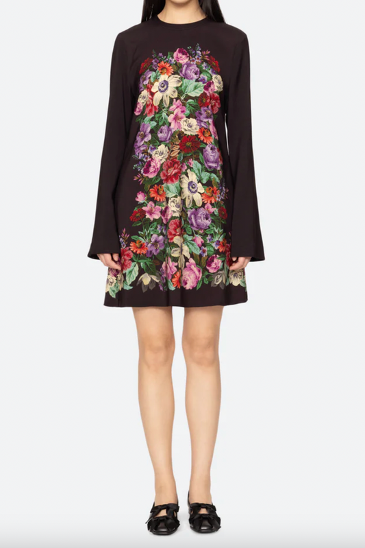 Viktoria Print Long-Sleeve Mini Dress