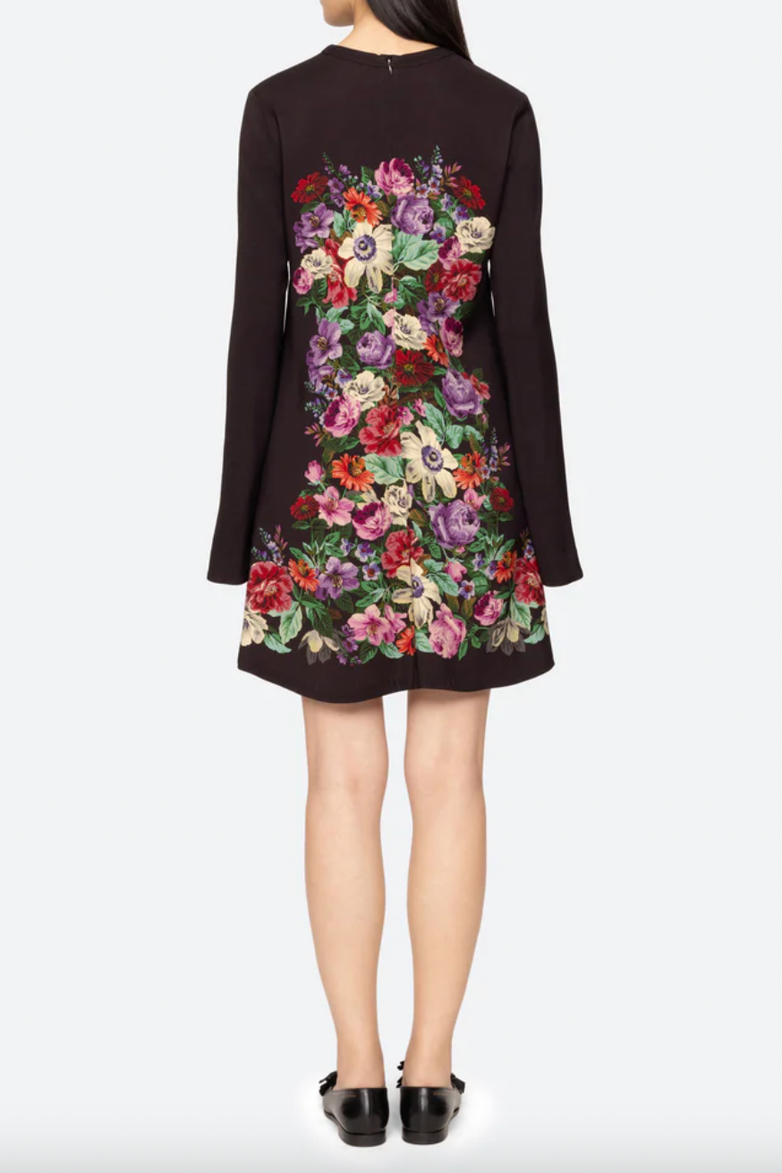 Viktoria Print Long-Sleeve Mini Dress