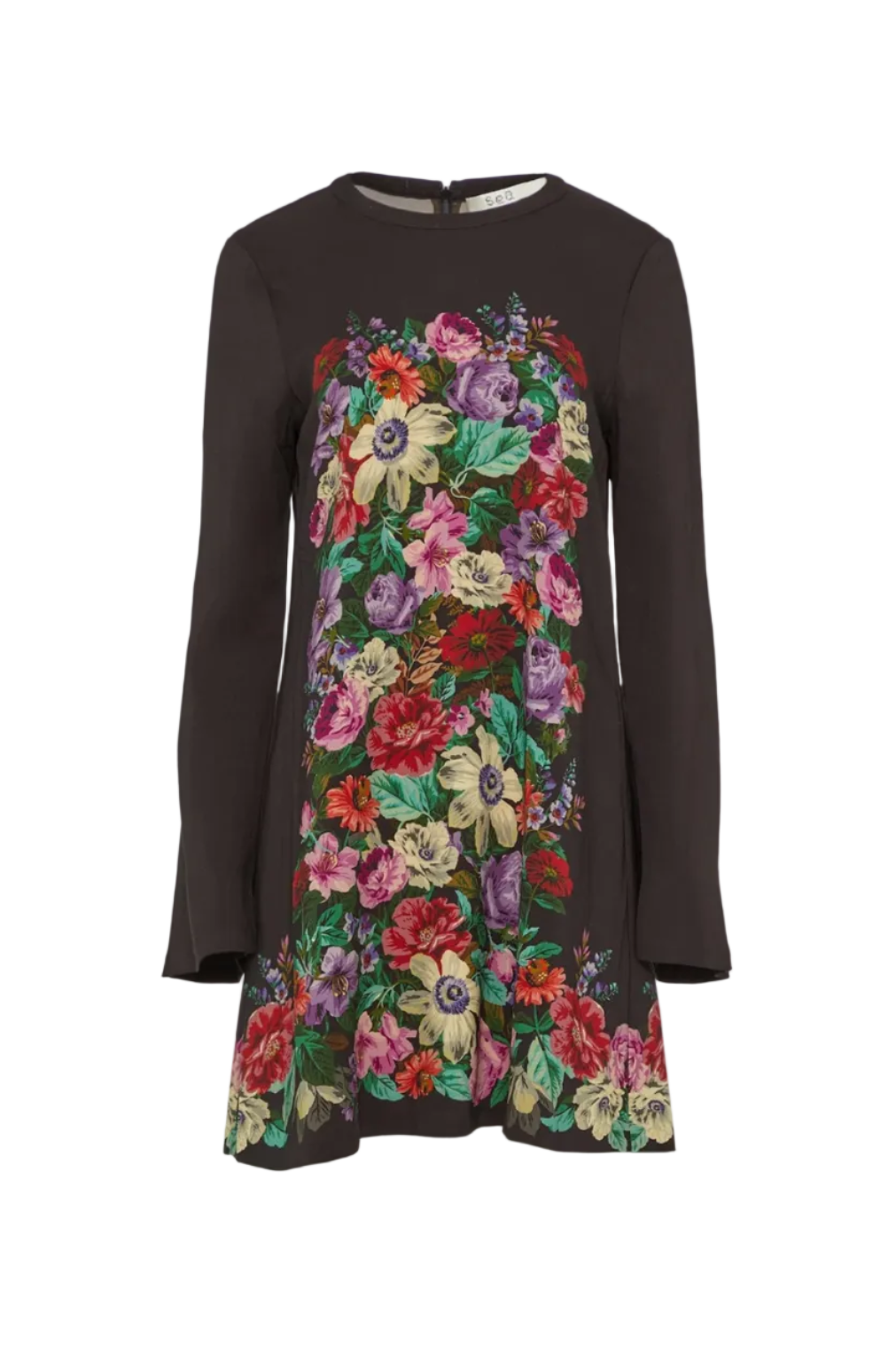 Viktoria Print Long-Sleeve Mini Dress