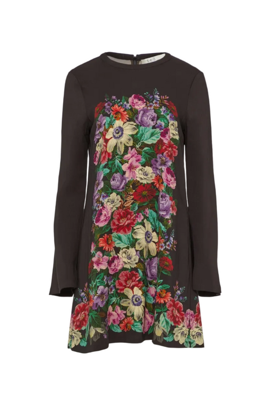 Viktoria Print Long-Sleeve Mini Dress