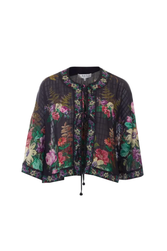 Viktoria Print Tie Front Top