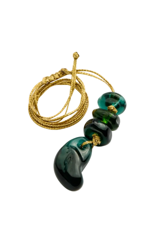 Hand Blown Glass Beads on Cord - Necklace