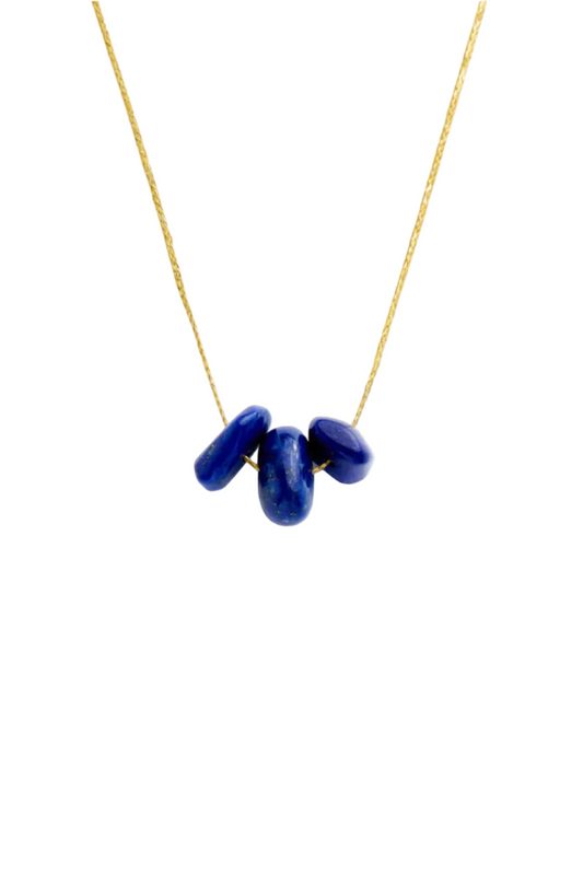 Sharrarah Multi Drop Lapis 3-Bead Necklace
