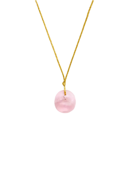 Hand Blown Glass Bead on Cord - Pink Necklace