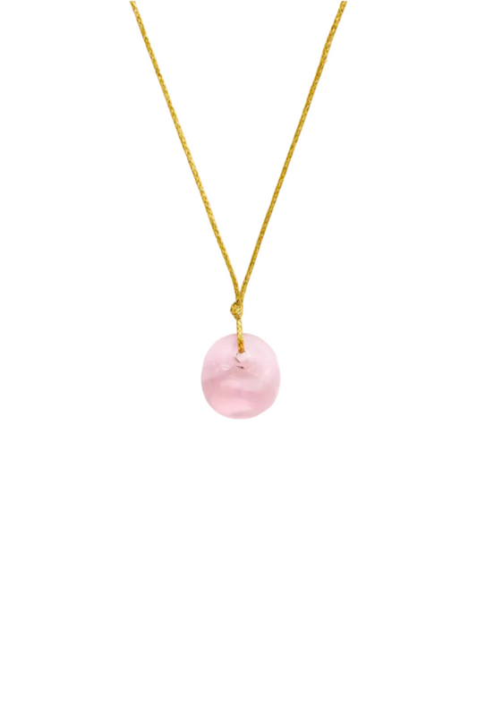 Hand Blown Glass Bead on Cord - Pink Necklace