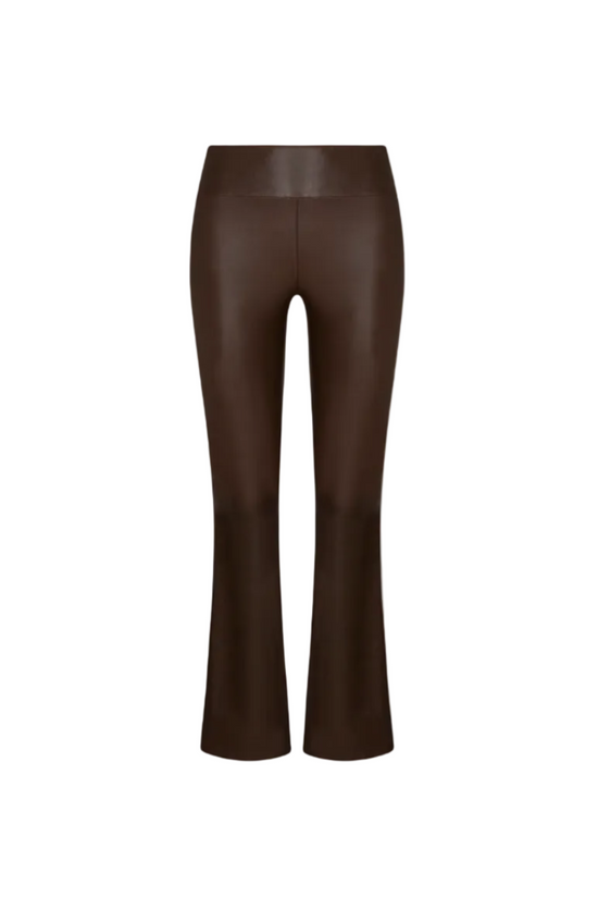 Leather Micro Flare Pants in Milk Chocolate