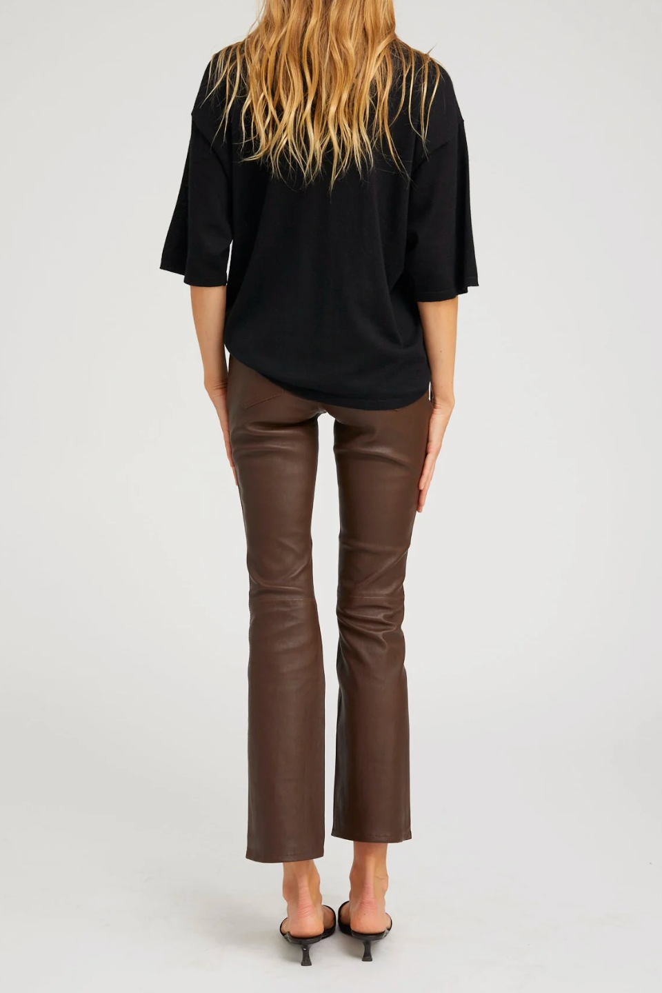 5 Pocket Leather Ankle Flare Pant