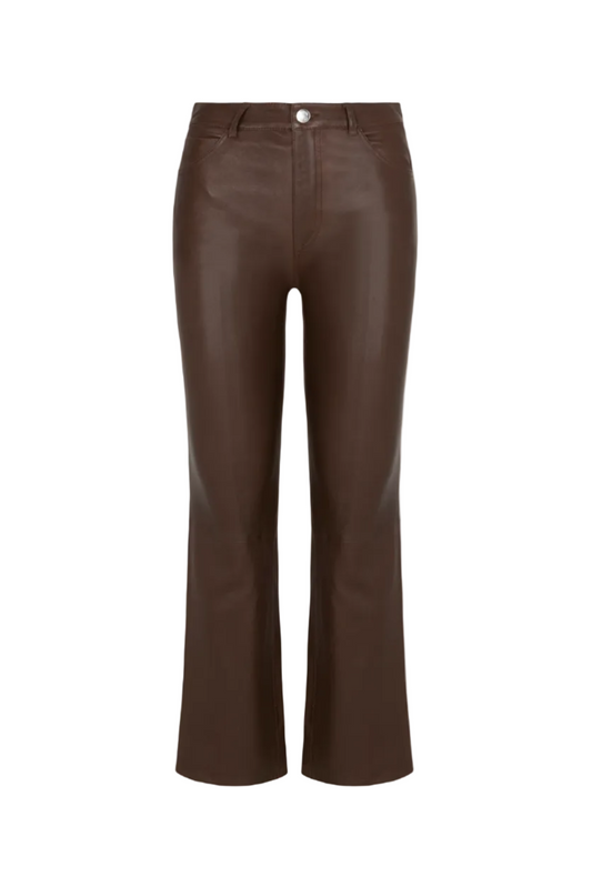 5 Pocket Leather Ankle Flare Pant