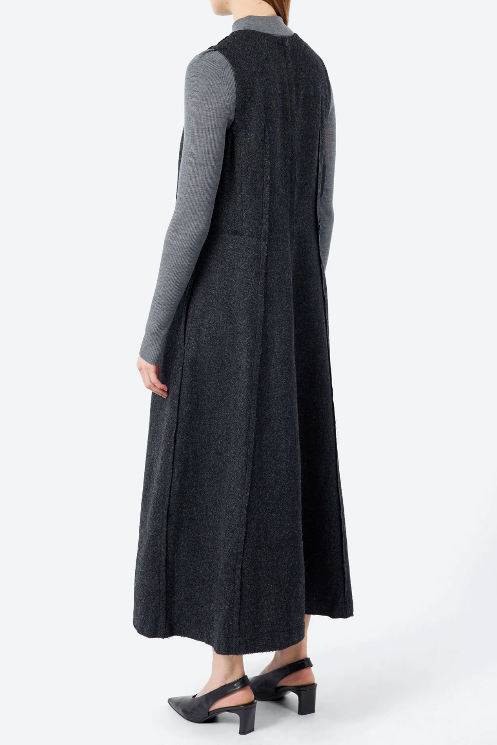 Boiled Wool Twill Lapped Seam Dress