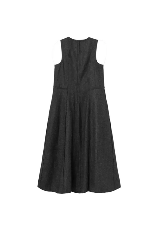 Boiled Wool Twill Lapped Seam Dress