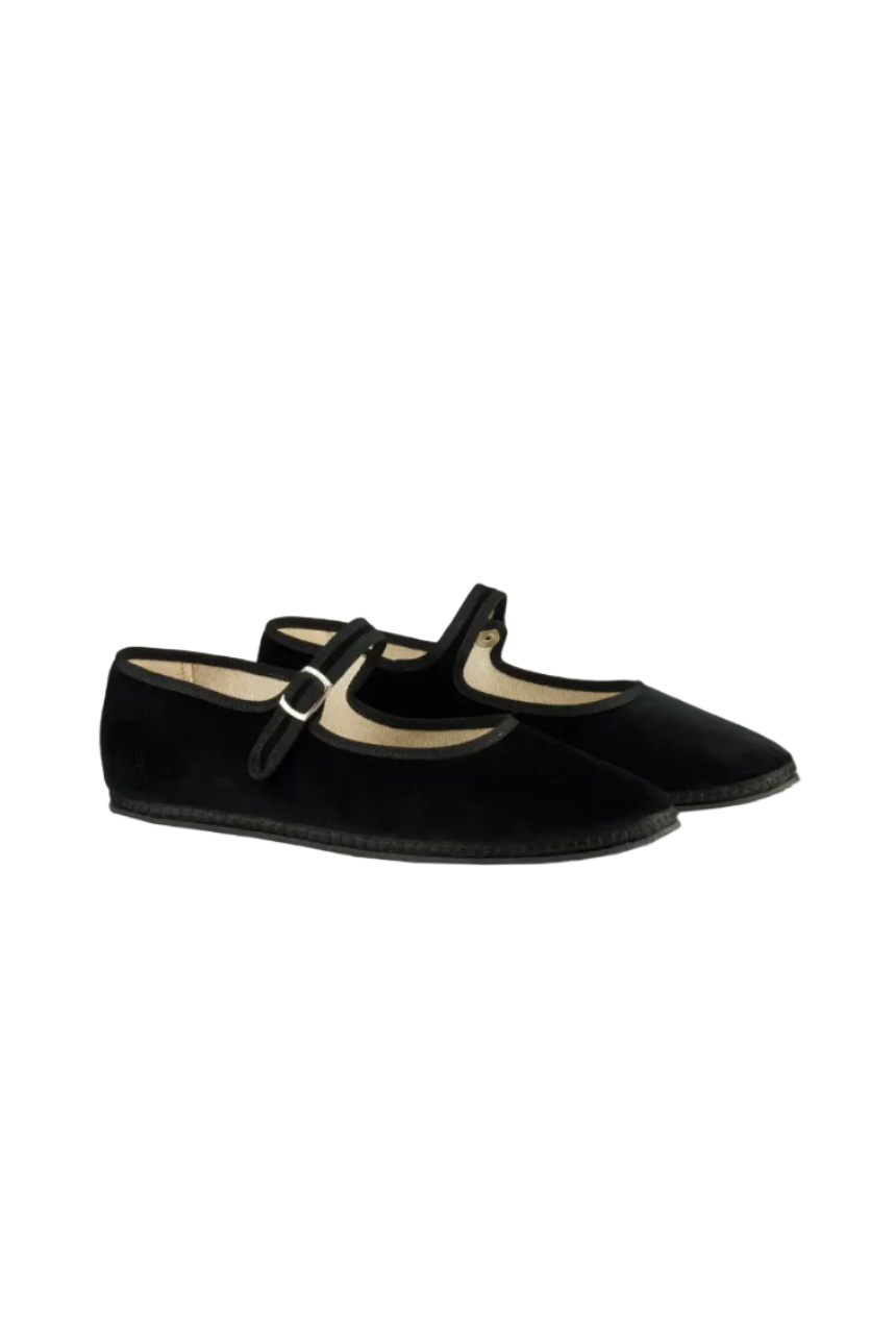 Velvet Mary Jane in Nero