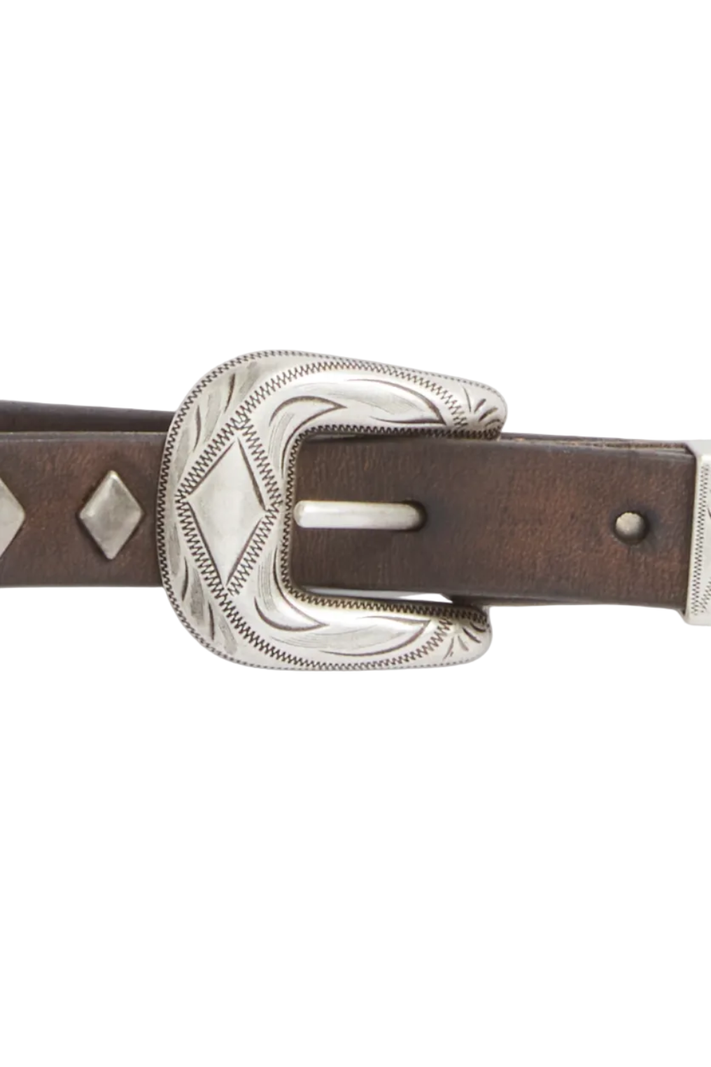 Studded Leather Slim Belt