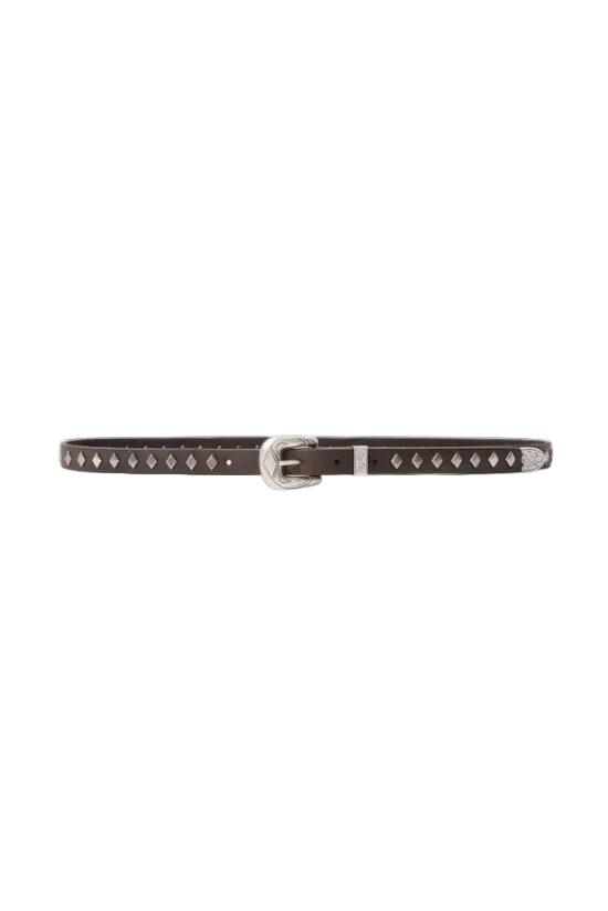 Studded Leather Slim Belt