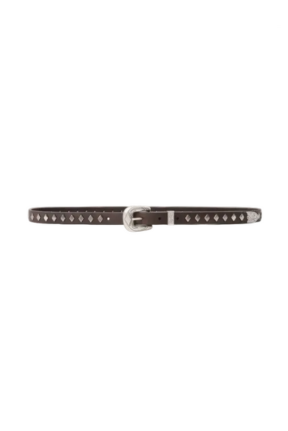 Studded Leather Slim Belt