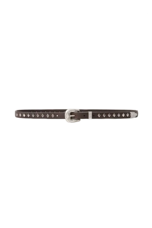 Studded Leather Slim Belt