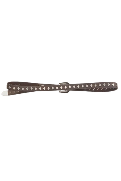 Studded Leather Slim Belt