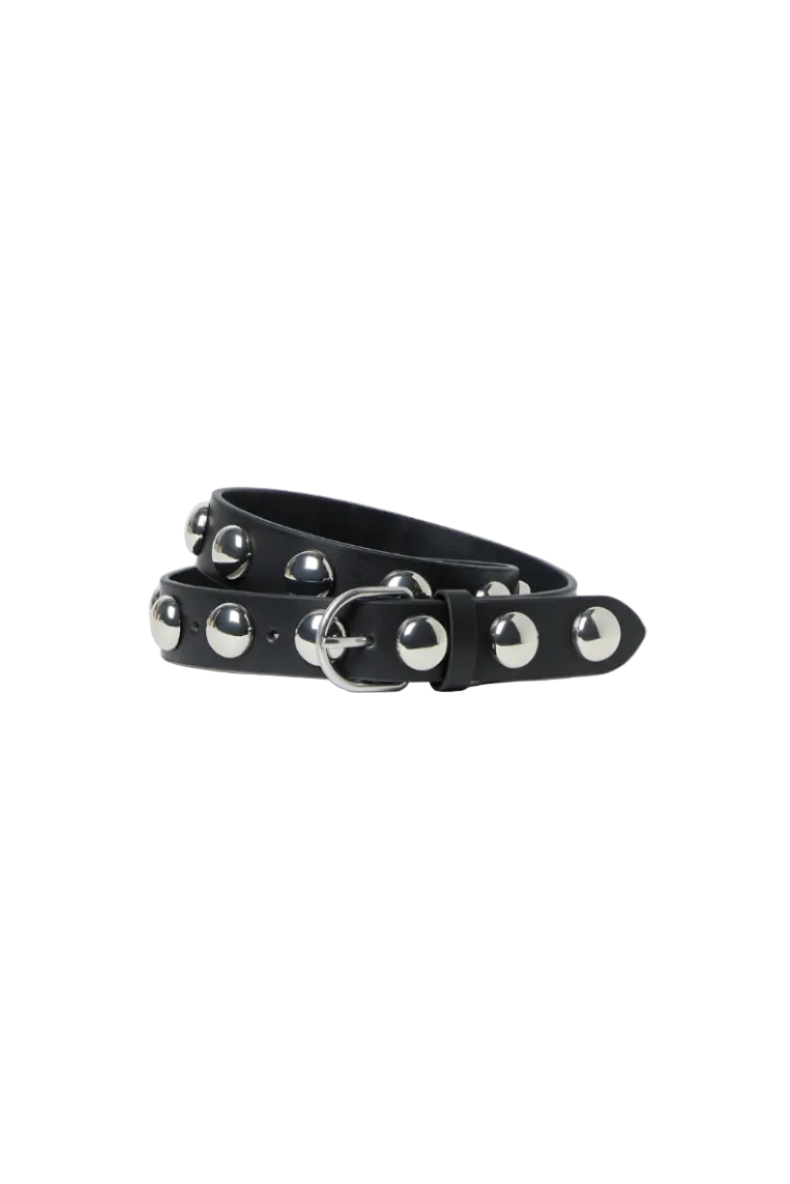 Issa Dome Studded Belt in Black/Silver