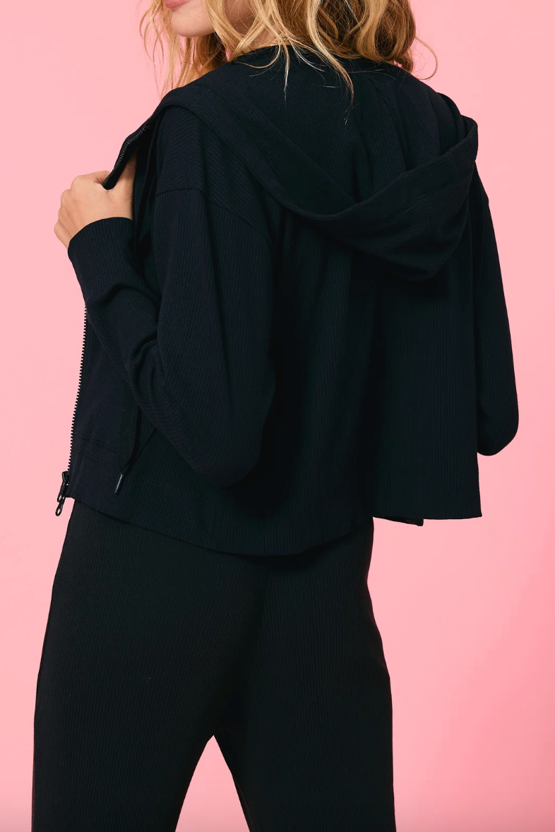 Rib Crop Hoodie