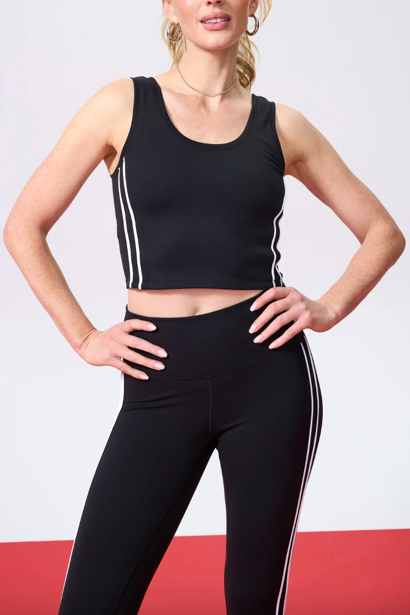 TLC Piping Crop Top in Black and White