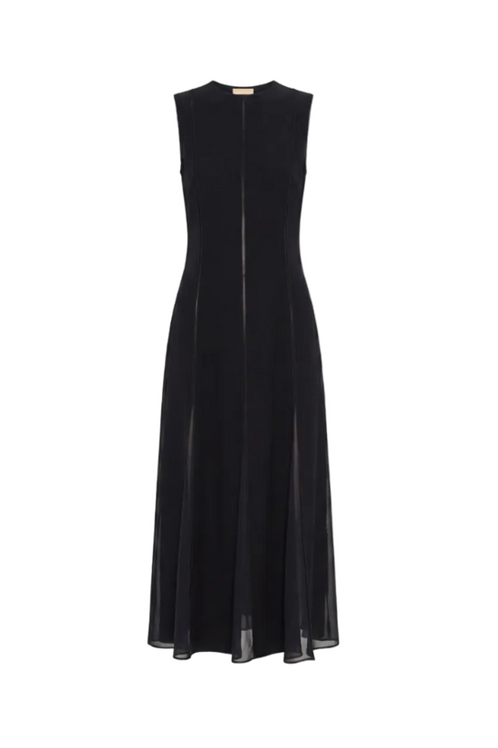 Laure Sleeveless Midi Dress in Noir