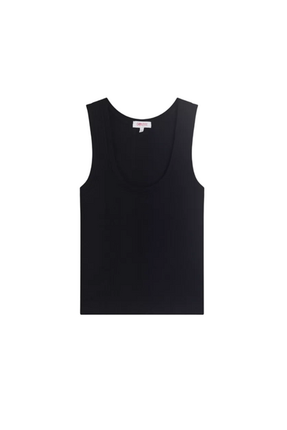 Variegated Rib Crop Tank in Black