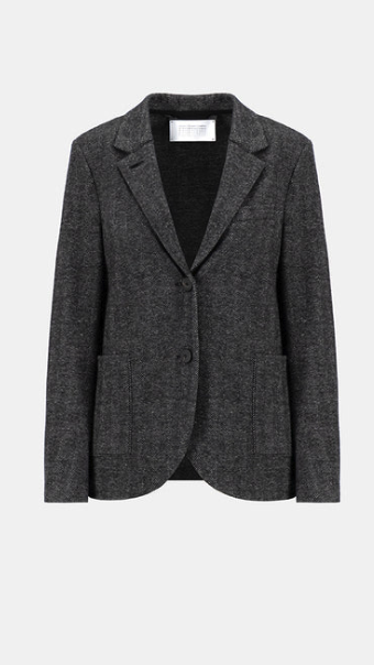 Women Stand Up Collar Patterned Moleskin in Salt & Pepper