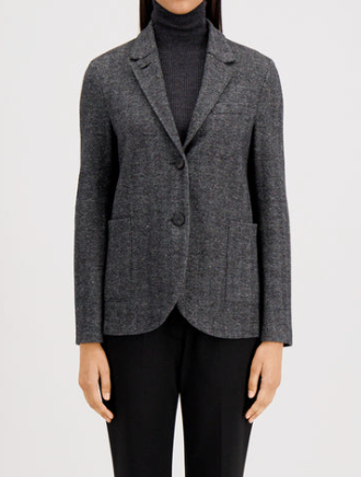 Women Stand Up Collar Patterned Moleskin in Salt & Pepper