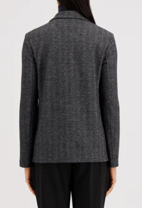 Women Stand Up Collar Patterned Moleskin in Salt & Pepper