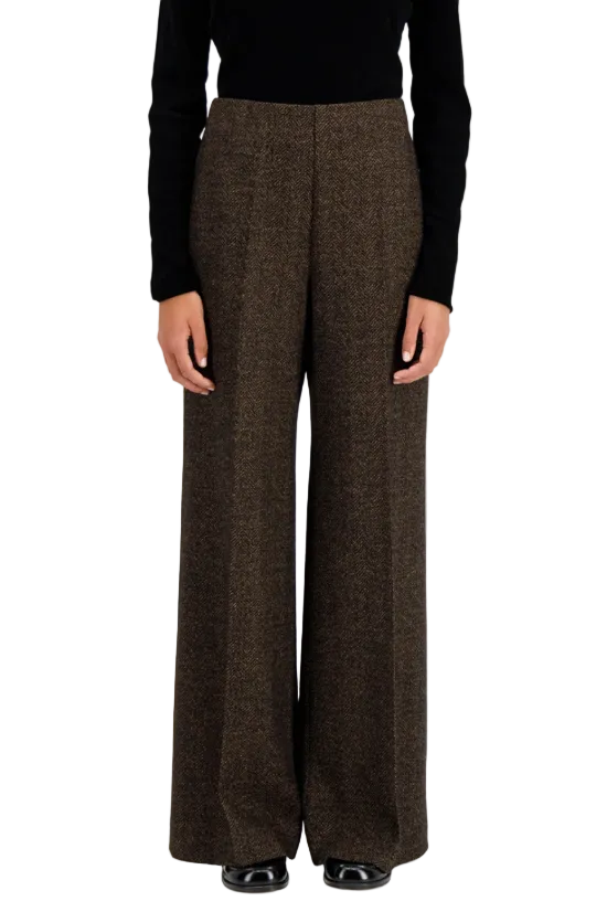 Women Flared Donegal Herringbone in Brown