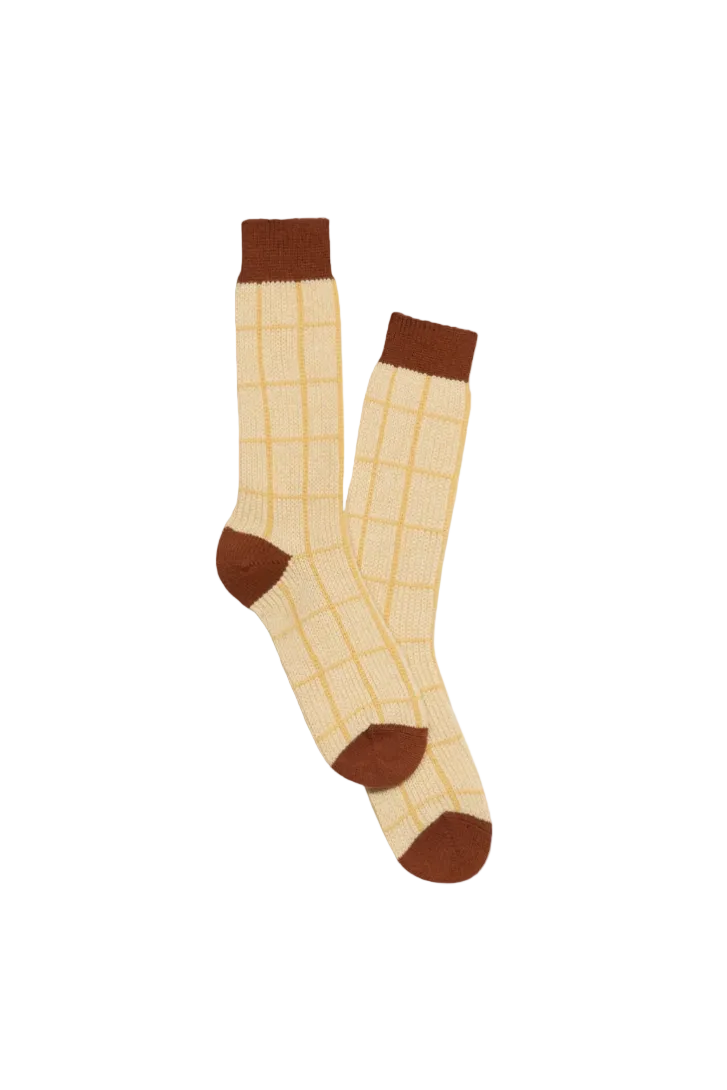 The Checker Soft Sock in Butter Combo