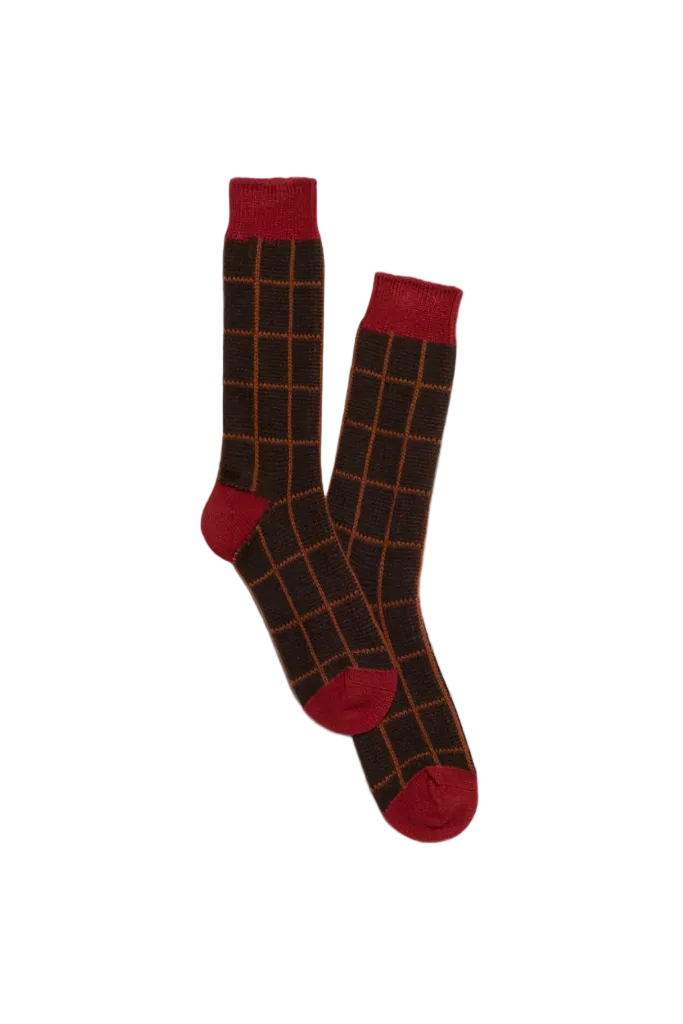 The Checker Soft Sock in Burnt Cocoa Combo