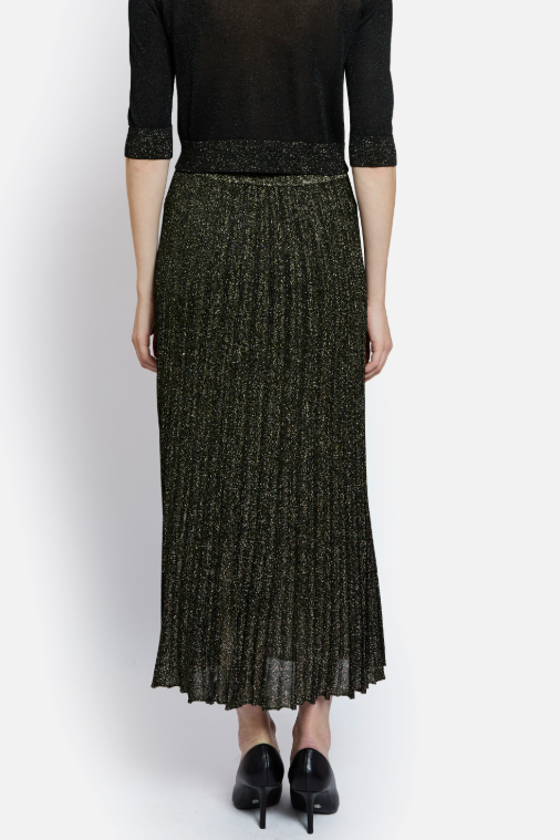 Gala Pleated Skirt in Black Gold