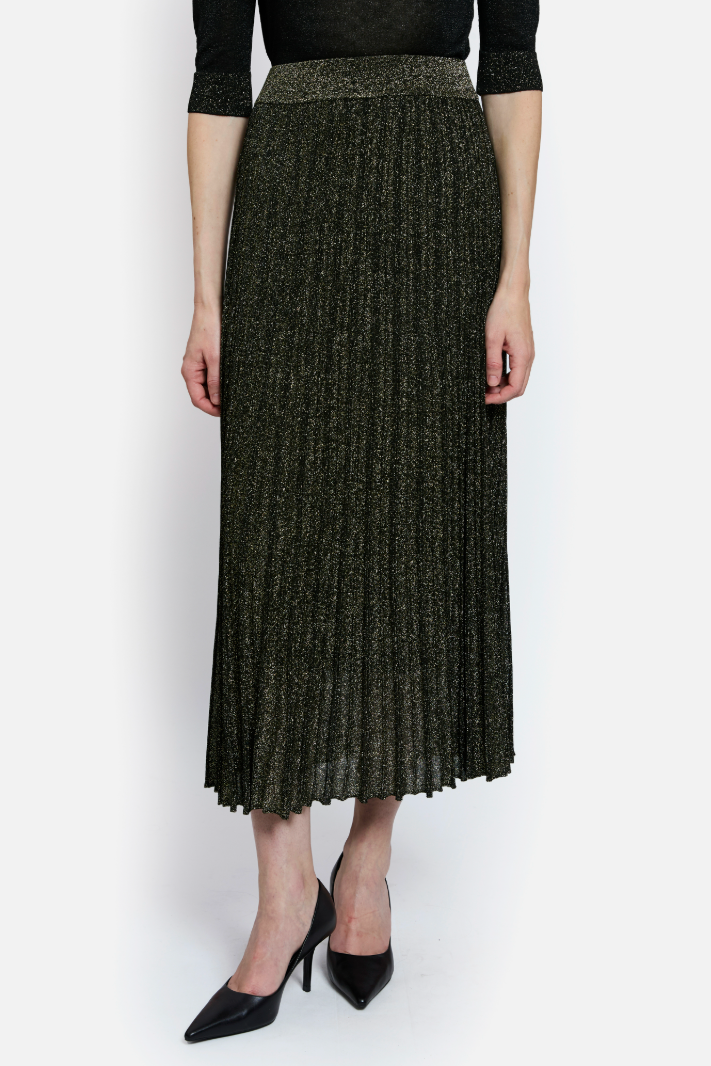 Gala Pleated Skirt in Black Gold
