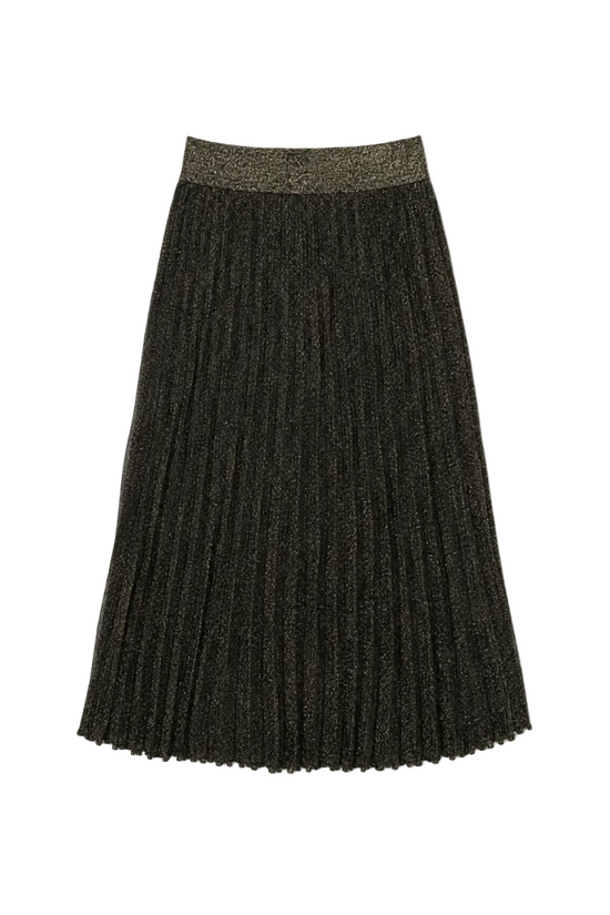 Gala Pleated Skirt in Black Gold