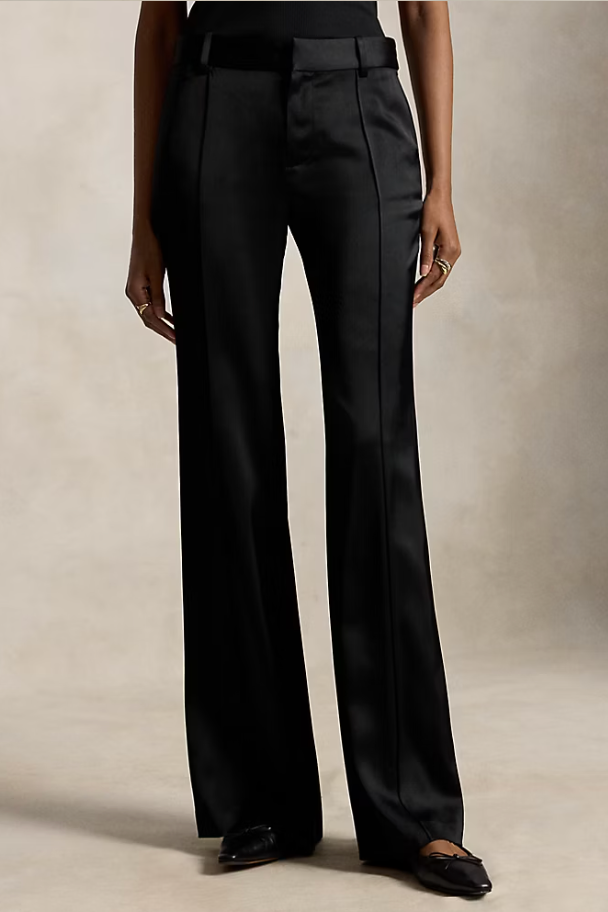 Low-Rise Satin Kick-Flare Pant